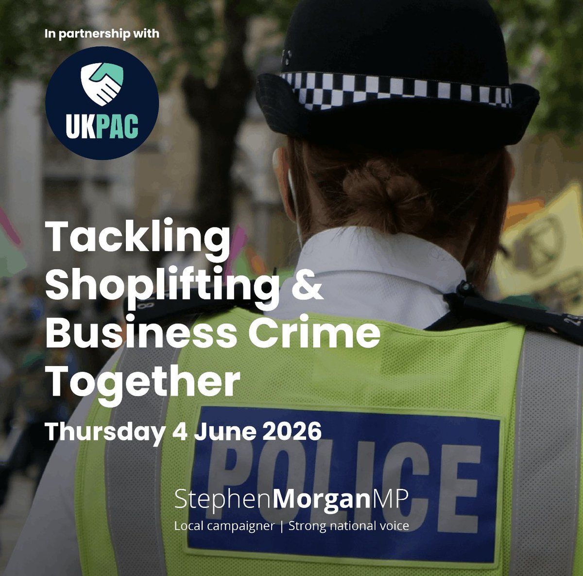 StephenMorganMP's tweet photo. ✅ Do you own or work for a small business in Portsmouth? 
✅ Worried about shoplifting and business crime? 

If so, join my online event on Thursday 4 June with UK Partners Against Crime to tackle shoplifting together👇🏻
https://t.co/z7ZDFgERq2 https://t.co/1aqWOBBJ3A
