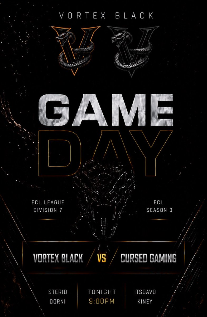 TheVortexGG_'s tweet photo. Vortex Black back in @EuCompLeague tonight😮‍💨 Currently sitting Number One Seed at 6-1🔥

♠️STERIO 
♠️DONNI
♠️ITSDAVO
♠️KINEY

Live NOW: https://t.co/mNqkAo3Znu https://t.co/hGSeASkAUV