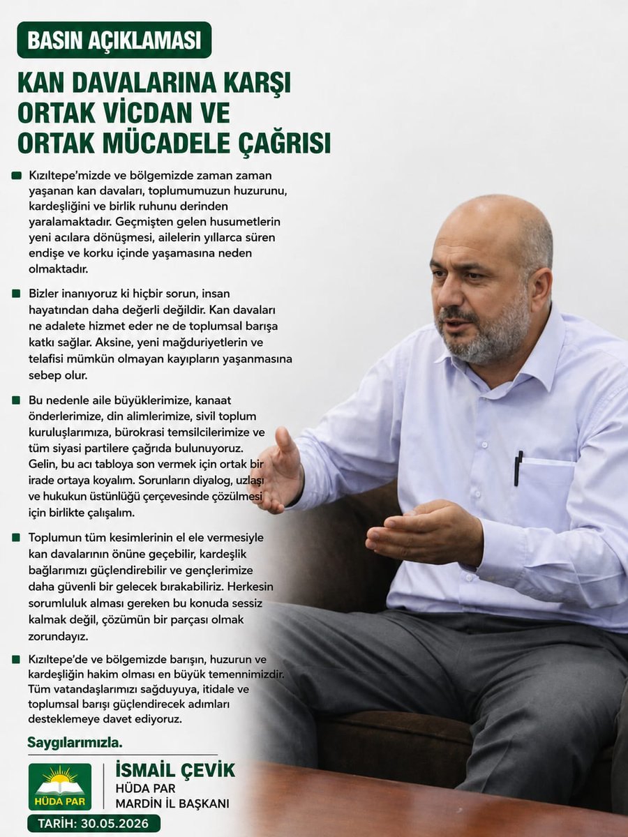 ismailcevik47's tweet photo. Değerli Mardin’li Kardeşlerim Hemşehrilerim
İlimizde meydana gelen hepimizi üzen hadiseler karşısında hep beraber sadece hadiselerin yaşandığı kısa zaman dilimlerinde değil, geniş zamanlı hep beraber ne yapabilirizin gayret ve çabasında olalım https://t.co/3CoSR4rG13