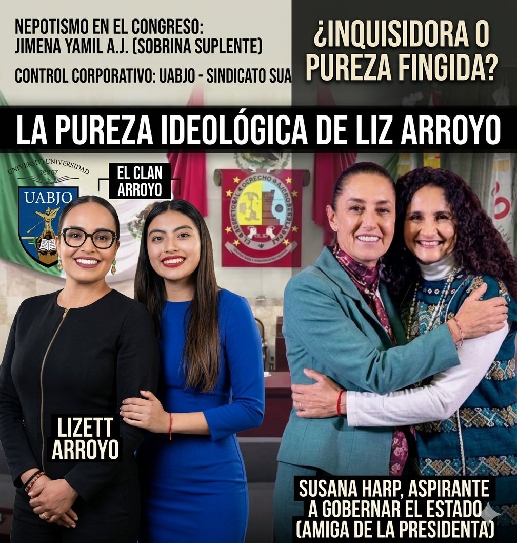 LagarrapataS22's tweet photo. El reciente espectáculo montado por Lizzeth  Arroyo Rodríguez, secretaria de Mujeres de @MorenaOaxaca1 e inquisidora de la primavera oaxaqueña, se le ocurrió vetar con desdén a figuras como la senadora @SusanaHarp cercana a la presidenta @Claudiashein; intentando dar un golpe de https://t.co/7GFJkhJy68