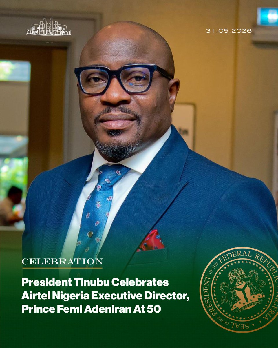 NGRPresident's tweet photo. President Tinubu Celebrates Airtel Nigerias Executive Director, Prince Femi Adediran At 50. https://t.co/1HzDP5kplK