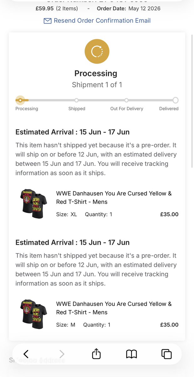 winduss__87's tweet photo. @DanhausenAD can you help source these shirts I’ve had them on pre order as me and my daughter are coming to the European tour in Sheffield England but the shirts don’t look like they are going to arrive in time , any help would be appreciated with a donation of Human Monies 💵💷 https://t.co/HlAlDpJA4Q