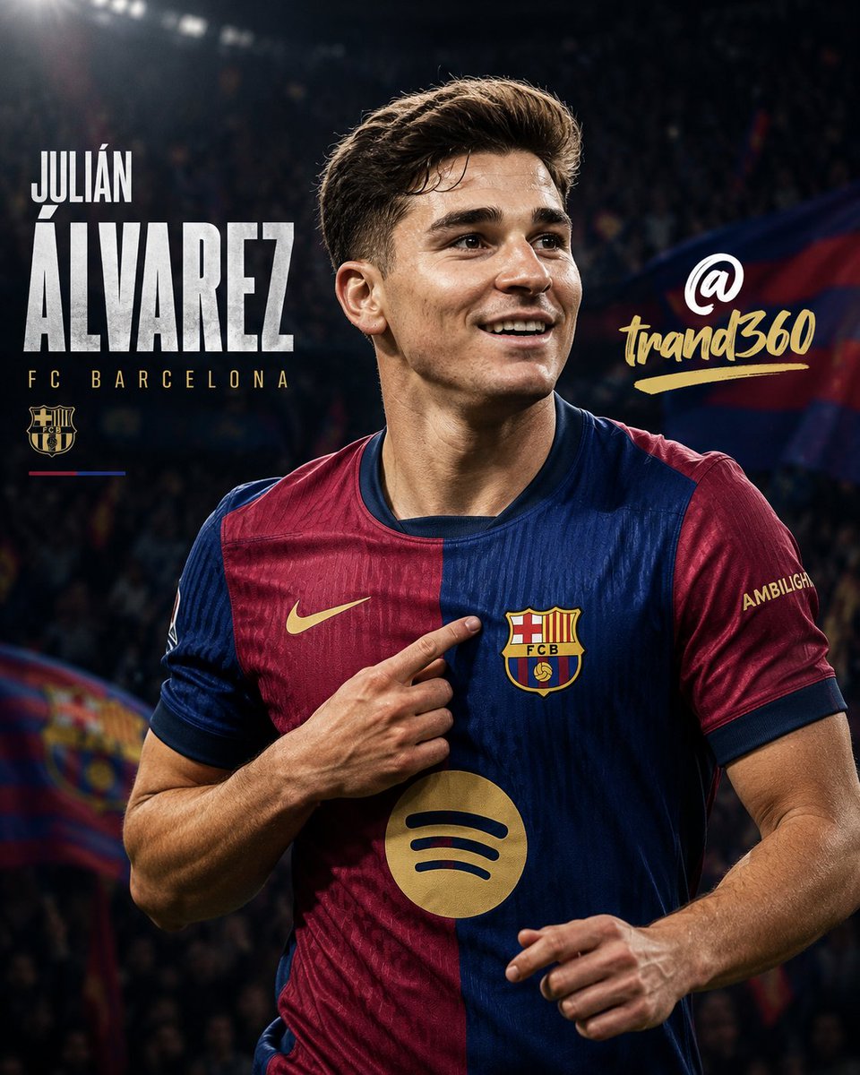 trand360's tweet photo. 🚨 عاجل: "العنكبوت" يقترب من كامب نو! 🕷️🇦🇷🔵🔴
​برشلونة يجهز عرضاً ضخماً بقيمة 100 مليون يورو لضم النجم الأرجنتيني جوليان ألفاريز! 💣💰
​اللاعب حسم موقفه وصدم الجميع: "برشلونة هو خياري الوحيد" 🗣️✈️ https://t.co/6etKReVXlS