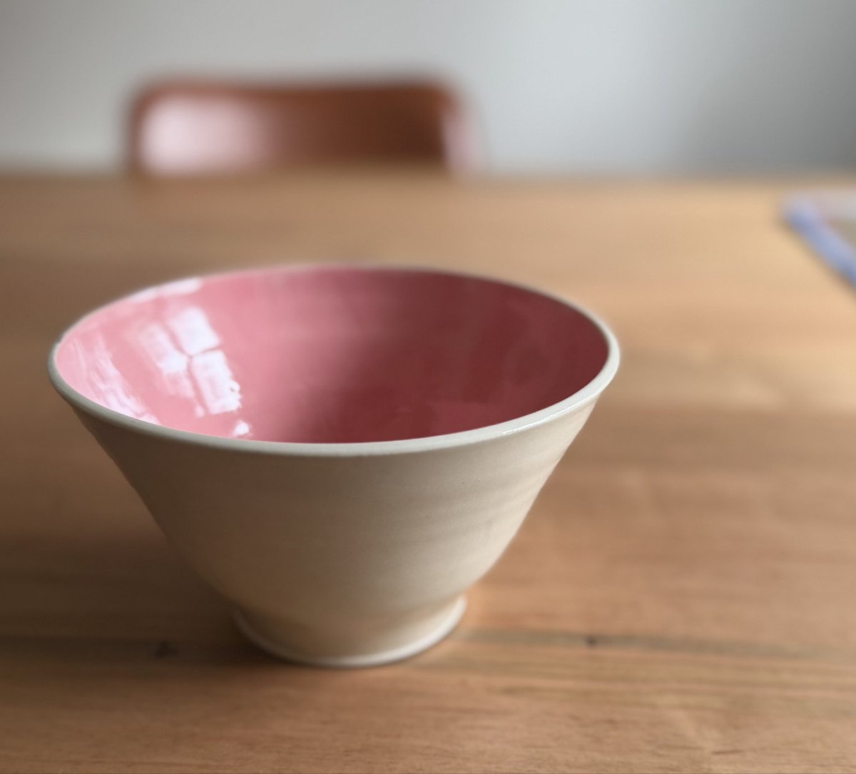 gaylestc's tweet photo. Girl dinner for one? Rice, ramen, pasta, cheesies. Stoneware bowl with pink gloss interior. One available https://t.co/aUWEPySd20