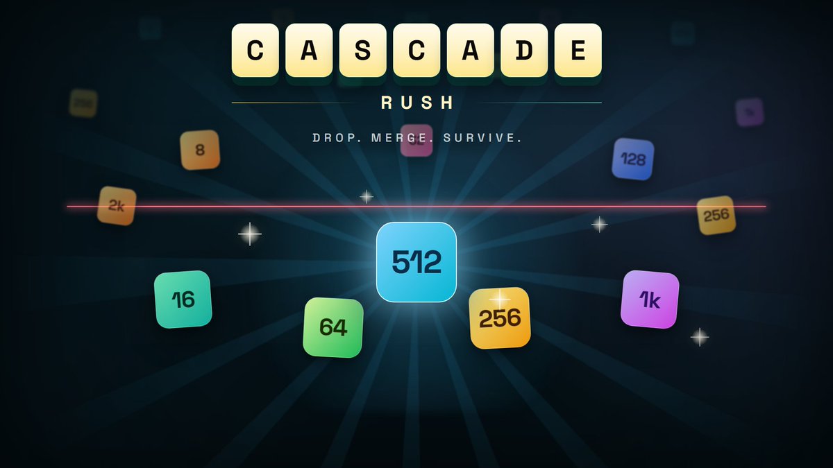 GoGalaGames's tweet photo. GalaChain Game: Cascade Rush

https://t.co/mOF9ot8K7c

Cascade Rush is real-stakes merge under pressure. Every run is a 1v1 on the same seed — play free with Wits or stake $0.10 / $1 in USDC, and the higher score takes the pot. Drop numbered tiles down five columns, merge matching tiles into bigger numbers, and chain the cascades before the stack hits the red line.

#GalaChain #GalaGames