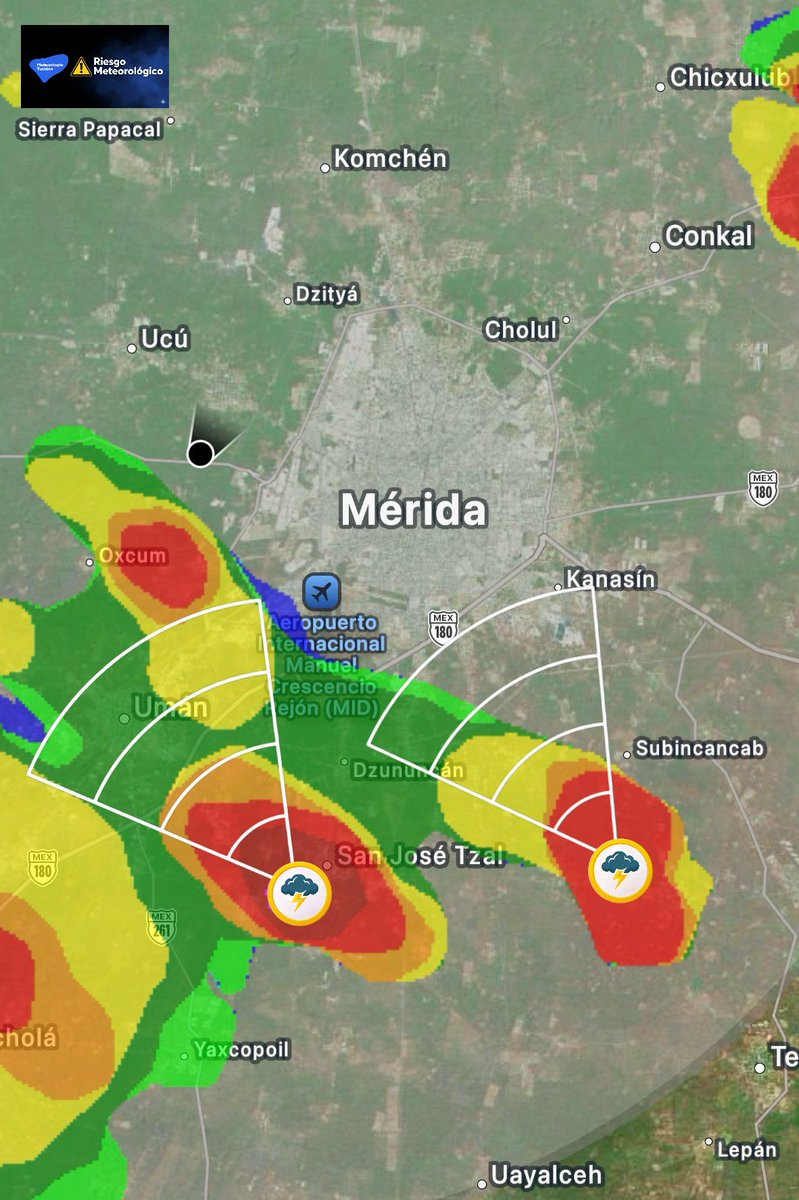 ClimaYucatan's tweet photo. ⛈️⚠️ Celdas de tormenta aproximándose al sur y sureste de Mérida.

Estén atentos y no olviden enviar sus reportes https://t.co/SOXyBQQEnd