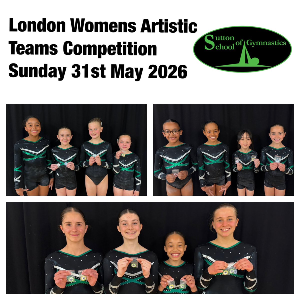 SuttonGymnastic's tweet photo. Amazing performances from the three Sutton School of Gymnastics teams at the @londongymnastic Women’s Artistic Teams Competition today. The two Zinc level teams performed well against tough competition and the Bronze team got a lot of experience competing many new skills.
💚🖤 https://t.co/KWar4AvicN