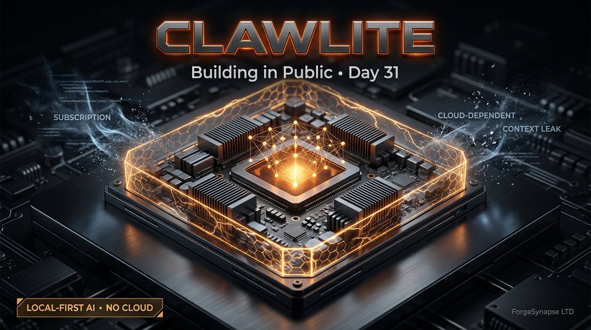 forgesynapse's tweet photo. Day 31 of #BuildingInPublic: ClawLite 🤖
Two days ago we shipped autonomous code generation. Today ClawLite crossed the line separating an assistant from an actual operator: it now works on your behalf while you sleep.

The honest backstory: our previous version was strictly synchronous, you asked, it answered, you waited. Fast for chat, useless for real work, if a project took an hour, you sat watching a progress bar, a real operator takes the job and delivers the result when it's done.

So we completely redesigned how the system handles workloads, tell ClawLite to investigate a complex market and "take its time." The conversation closes in seconds, the work happens invisibly, and the report arrives when ready.

Achieving this required solving three major challenges:

First, unbreakable resilience, a long-running process must survive system reboots and network drops. The architecture shields the progress, guaranteeing the task resumes and completes no matter what happens, without losing effort.

Second, frictionless evolution, we refused to build a rigid system. The framework allows integrating new operational skills instantly without ever altering the core engine.

Third, universal delivery. The response system is entirely platform-independent, whether you rely on Telegram, Slack, or email, the output reaches you exactly where you are. Your channels stay yours.

Transitioning to this mode requires zero friction, the system uses semantic intent parsing, detecting natural cues like "no rush" in any language to automatically route the workload to the background queue, no commands. You write exactly as you would to a human.

An autonomous coding agent, a provider-agnostic router, multimodal memory. And now, resilient background execution, all free, open source, and local.

Trench lesson: The difference between a tool and an assistant isn't intelligence; it's patience. A tool runs while you push the button, an operator takes the mandate and returns when ready. Engineering patience into a codebase is brutally difficult, because every layer must forget about the user for hours, and remember them exactly once at the very end.

#AI #OpenSource #PrivacyFirst #LocalFirst #BuildingInPublic #ForgeSynapse
ForgeSynapse LTD
England & Wales