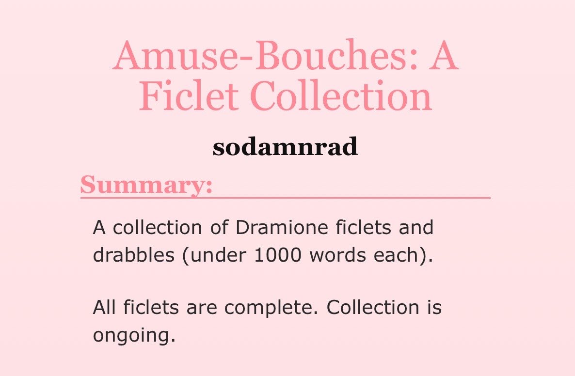 chronophobique's tweet photo. Sodamnrad’s entire ficlet collection

🔗: https://t.co/urzJv8pGaX https://t.co/MVK2KQpVIu