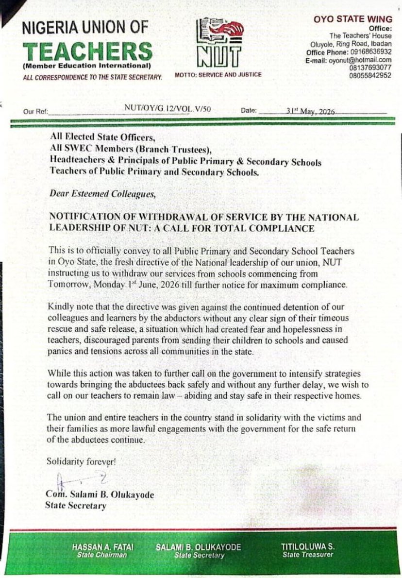 Daveman_'s tweet photo. Oyo state Union of Teachers to withdraw from service indefinitely from tomorrow https://t.co/n2sOPUMbnV