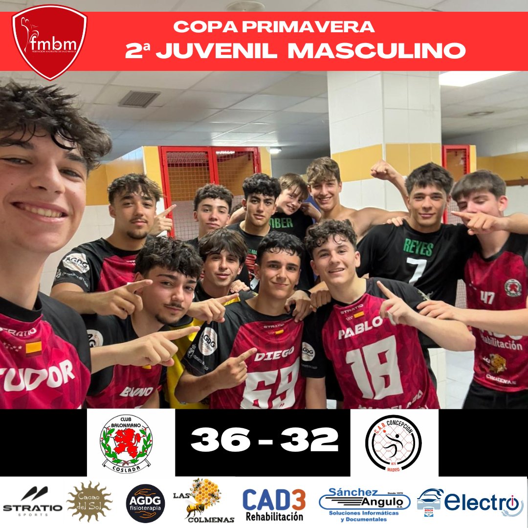 BmCoslada's tweet photo. COPA PRIMAVERA 🤾‍♂️🤾

🤾‍♂️Jornada 31 de mayo (2ª Juvenil masculino)

➡️ Semifinales
BM Coslada 36 🆚 CAB Conce 32

¡Estamos en la final de Copa! ❤️💚

#vamoscoslada❤️💚

https://t.co/DWnUOKiHvN
@electroicoslada
@fisioterapia_agdg
@sanchezangulo.sa
@cacaodelsol.es
@stratiosports https://t.co/xOerKe3knU