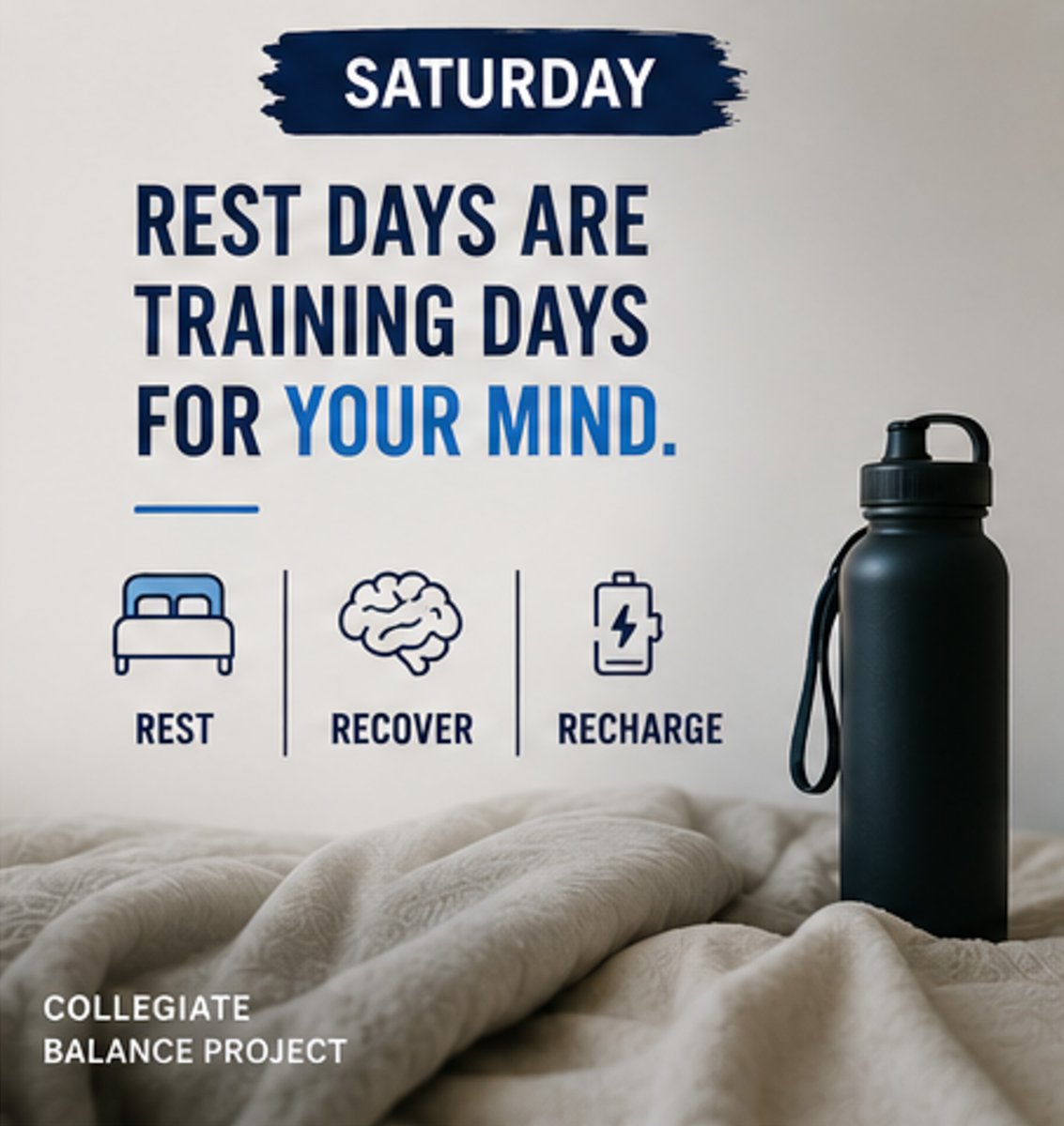 CollegiateBP's tweet photo. Rest days aren't wasted days. Recovery helps your body and mind prepare for what's next. #RecoveryDay #AthleteWellness https://t.co/cHohUf36o1