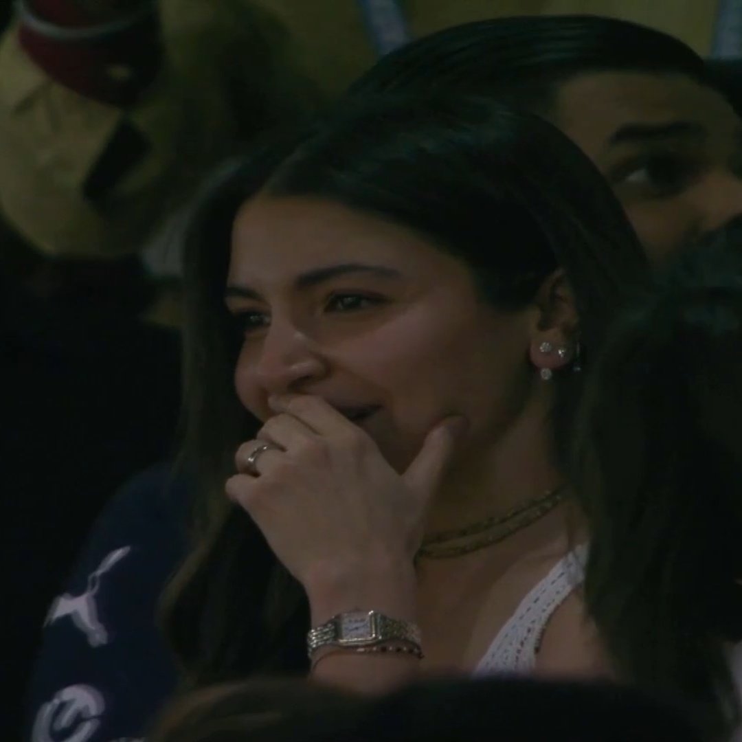 Swaaraj_'s tweet photo. More than the boundaries and sixes, it’s Virat Kohli and Anushka Sharma’s chemistry that always steals the spotlight ❤️😂

During today’s match, King Kohli was again seen looking towards the pavilion, almost as if he was searching for Anushka in the crowd. 😄

But the funny part is - Virat had already gestured towards Anushka earlier, so this whole moment was clearly created just for fun. 😂

Bro knows how to entertain both on the field and in romance mode at the same time! 🔥