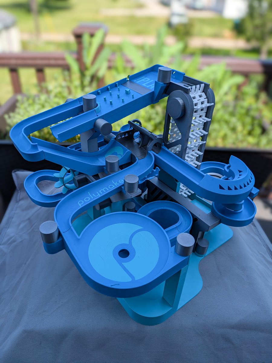 TechJeeper's tweet photo. MRRF Community Marble Run!   Printed in @Polymaker_3D PETG, they were kind enough to sponsor the filement.  The kit is a BambuLabs Marble Run with multiple community add-ons.  !PLAY https://t.co/gr9gk7UoXf