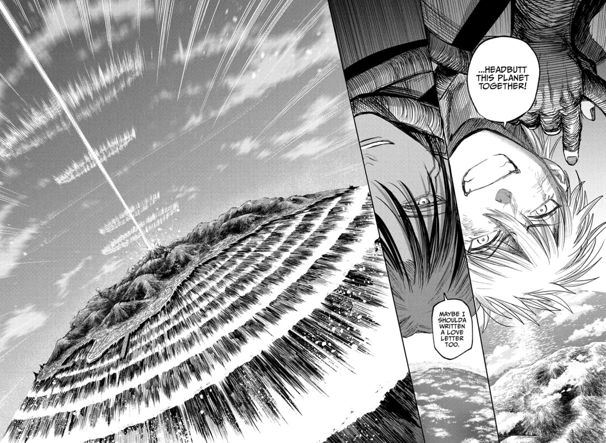 KaguraShiba's tweet photo. This... was truly our Alien Headbutt

It's a shame to see this series end
But I hope that Inui sensei creates an even bigger hit in the future https://t.co/yPwkDfu1sb
