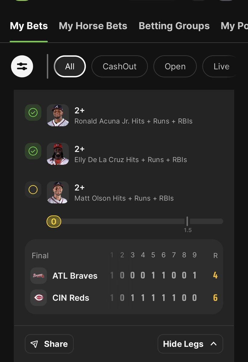 Bray2144's tweet photo. @Braves 0-5 what a bum https://t.co/RP1rqaYqGu