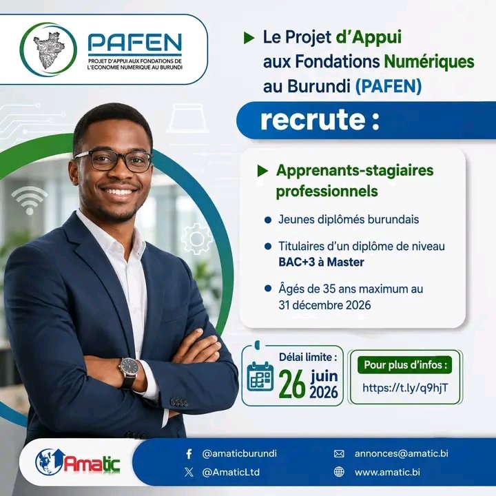 jeanberchope's tweet photo. #PAFEN Burundi , lance les candidatures pour former de professionnels des projets et programmes de développement.

#Profil : Burundais(e), diplôme de niveau BAC+3 à Master, âgé(e) de 35 ans maximum. https://t.co/c0Jf0abVYf