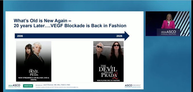UOzkerim's tweet photo. One of the best slides of #ASCO26.

2006: VEGF blockade changes lung cancer treatment.
2026: VEGF blockade is back on the plenary stage. 😎 #HARMONİ6

@OncoAlert @StephenVLiu @RManochakian @OncoReporte @MedwatchKate @weoncologists https://t.co/n9rvWzYd5A