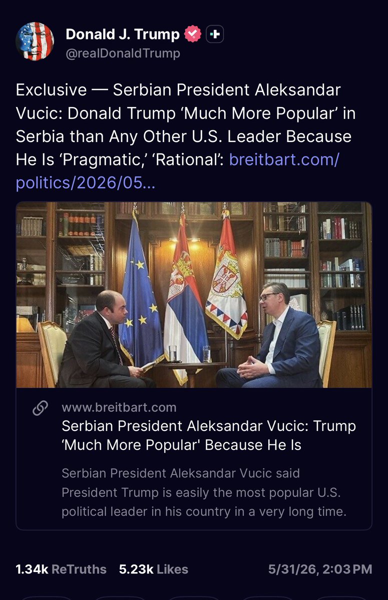 dietrologia_'s tweet photo. kad smo već kod toga - znamo da se u Vašingtonu vaš glas čuje onoliko koliko imate para. Experti kažu da je uvek bilo tako, samo je sa Trampom još naglašenije. Biće zanimljivo videti da li je Trampova objava rezultat lobiranja ili je Vučić stvarno uspeo da ga zaintrigira. https://t.co/PX3f6Ss18P