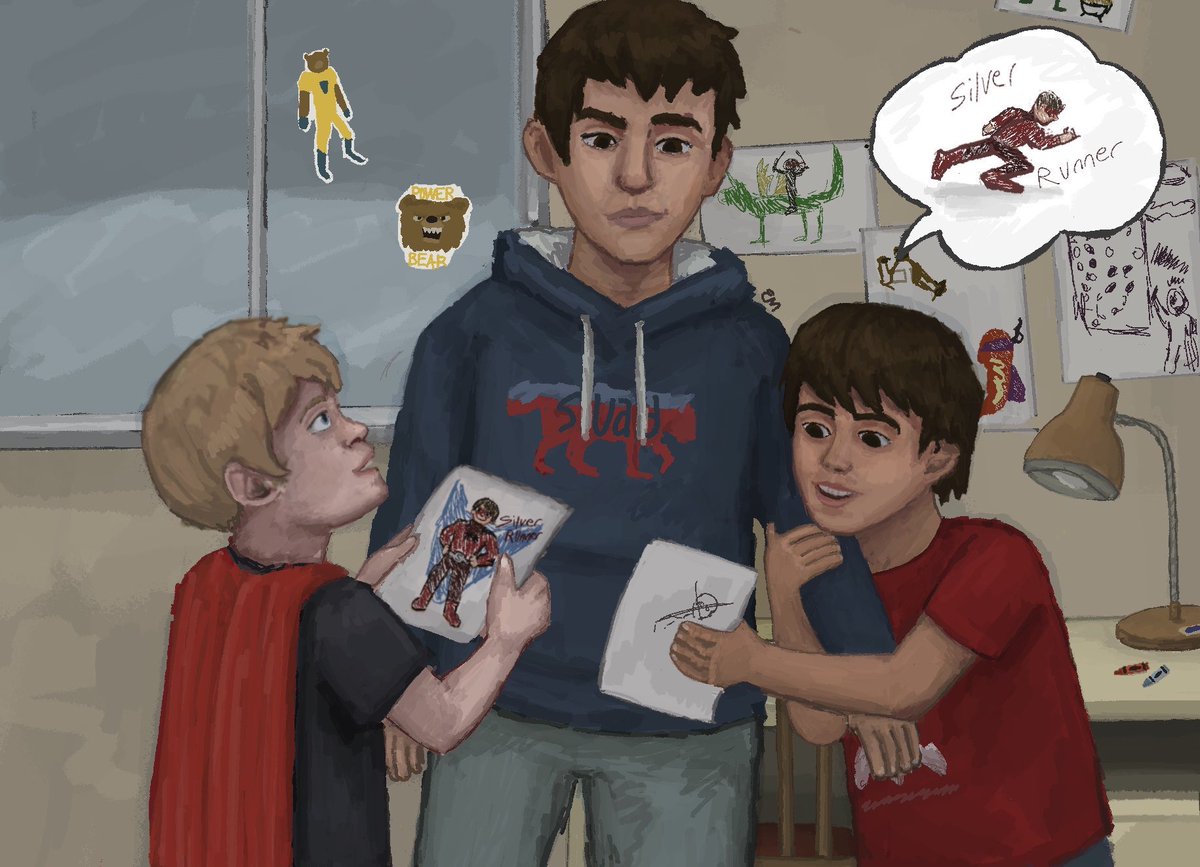 EmEdits03's tweet photo. Chris and Daniel wanna show Sean their superhero designs for him😭 #lifeisstrange2 #lis2 #seandiaz #danieldiaz #chriseriksen https://t.co/3sVE6SrKKz