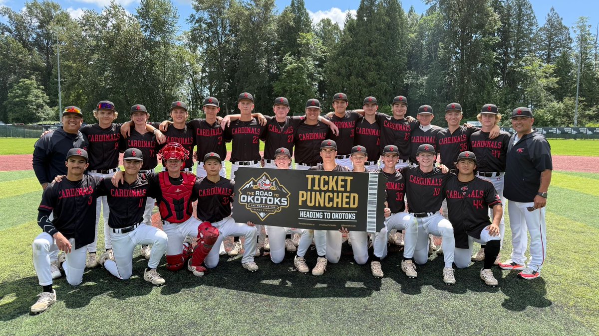 baseballcanada's tweet photo. 🎟️ TICKET PUNCHED!

These teams have secured their spot in The Road to Okotoks to compete for The Morneau Cup in July!

BC Qualifier Teams Advancing:

- Abbotsford Cardinals
- Langley Blaze
- Victoria Eagles
- UBC Thunder

 #BaseballCanada |  #RoadToOkotoks https://t.co/0GBGHxRC5h