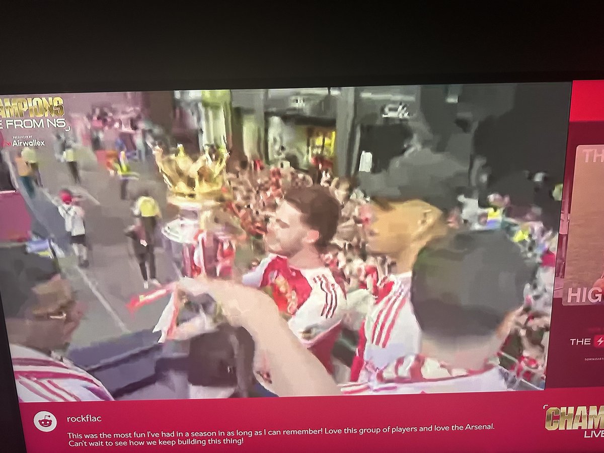 TPitty's tweet photo. @Gareth_Stringer almost featured on the livestream of the parade but the camera was out of focus at that very moment 🤦🏻‍♂️

I’m in the gap between the trophy and Dec 🤣 https://t.co/6cZoJ3LRJB