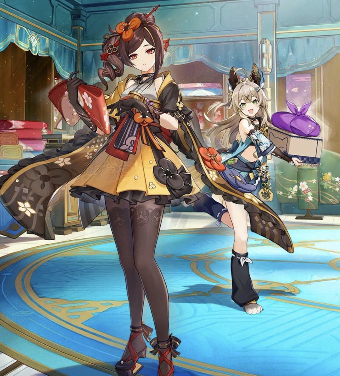 phagsmatos's tweet photo. mind u evanescia’s outfit is a tacky dupe of Chiori’s https://t.co/G578qXQ6HV