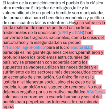 TEPETATES53's tweet photo. @JulietaRamirezP #LafarsaDelPoderDelPRIAN:Teatro de la oposición contra el pueblo En la clásica obra mexicana El tejedor de milagros,la fe y la vulnerabilidad de un pueblo humilde son manipuladas de forma cínica para el beneficioEconómico y Político de UnosCuantosFalsos #Redentores:#LAPURAVERDAD https://t.co/3kMHii86WP