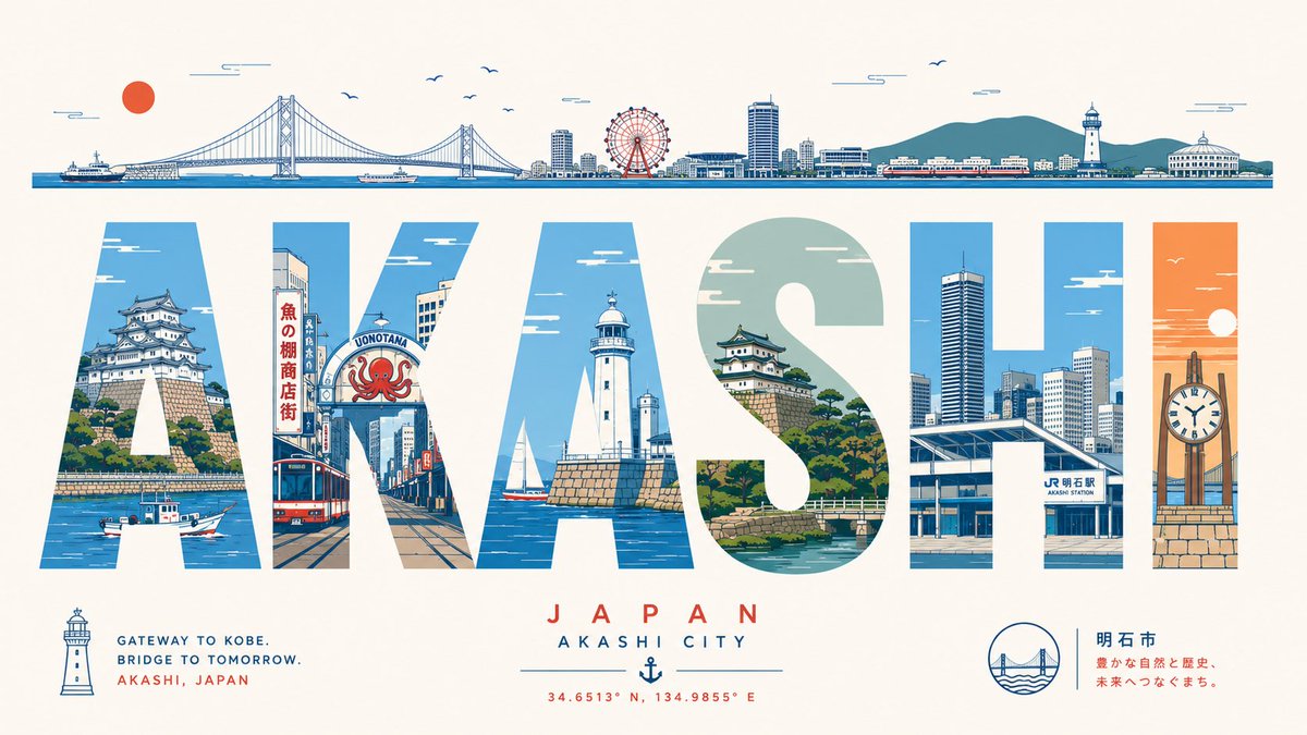 Akashi Typographic Travel Poster