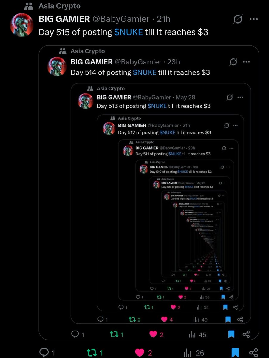 BabyGamier's tweet photo. Day 516 of posting $NUKE till it reaches $3 https://t.co/RCnTOdd4Ne