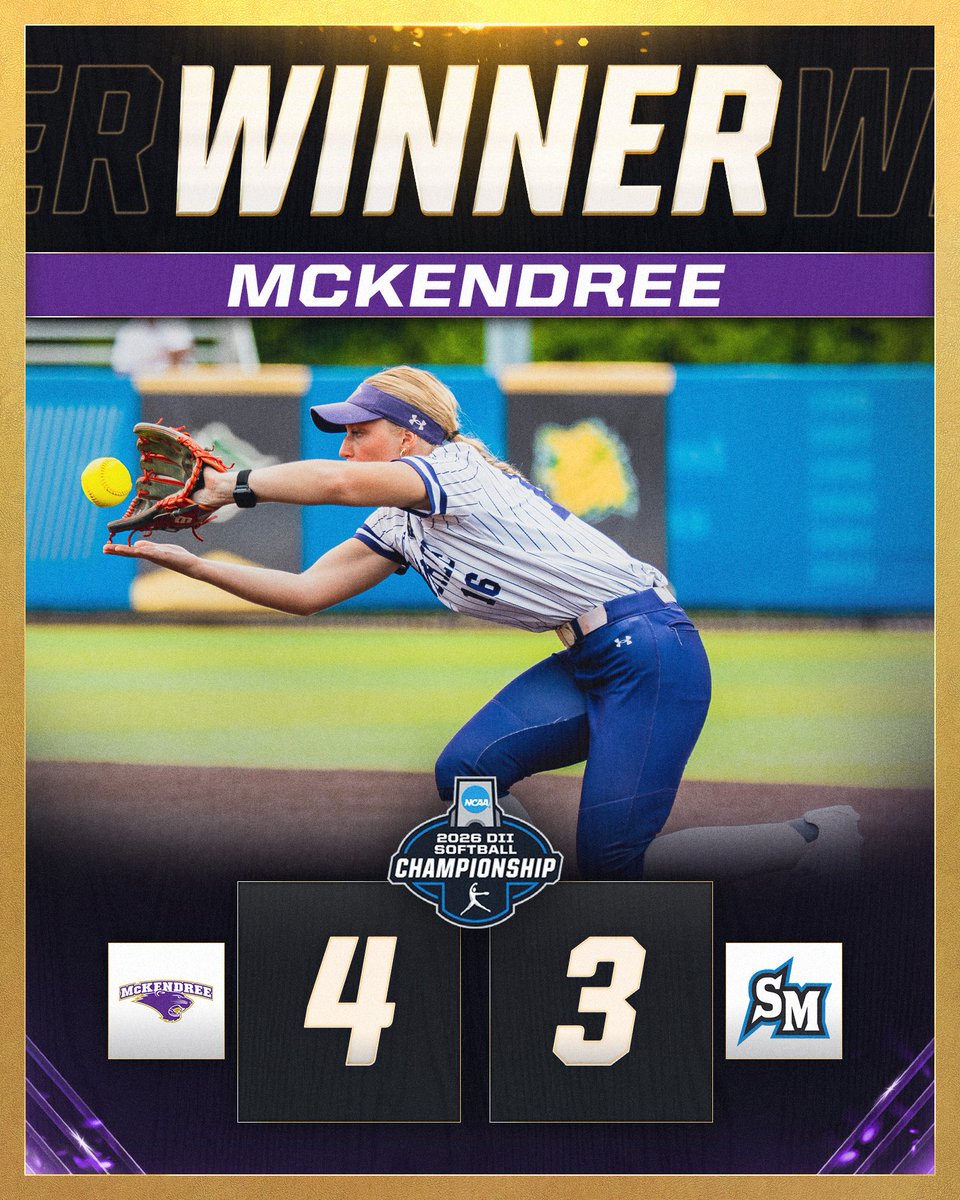 NCAADII's tweet photo. In a 4-3 thriller, @McKBearcats take down Cal St. San Marcos to punch their ticket to Tuesday’s National Championship! 🥎🔥

📸: @nicoklementzos

#MakeItYours | #D2SB https://t.co/cyTcMz4tch