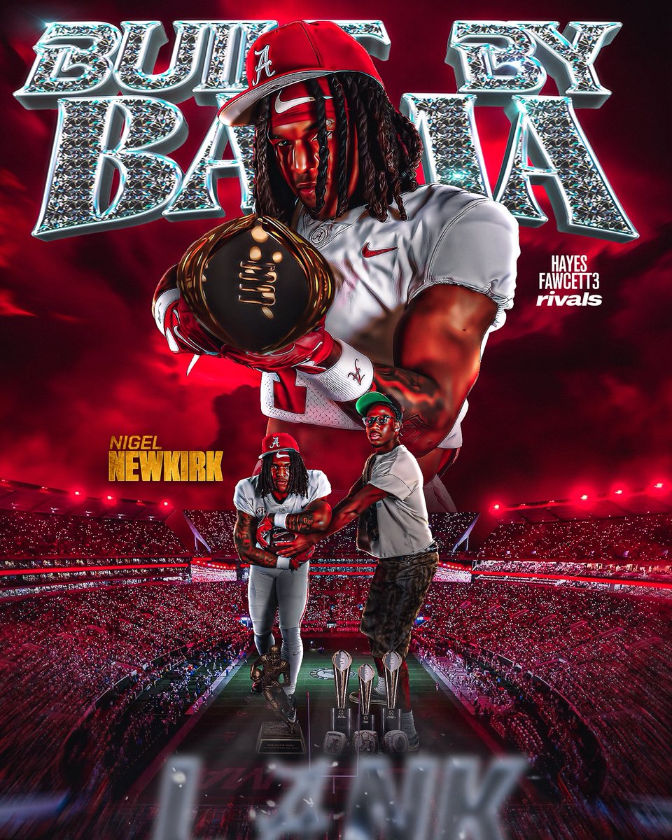 Hayesfawcett3's tweet photo. BREAKING: Four-Star RB Nigel Newkirk has Committed to Alabama, he tells me for @Rivals

The No. 6 RB in the 2027 Rivals300 chose the Crimson Tide over Ohio State, LSU, and Michigan

“I been an elephant #RTR”  https://t.co/EIPNdNv1xD https://t.co/VM7n0NY3PO