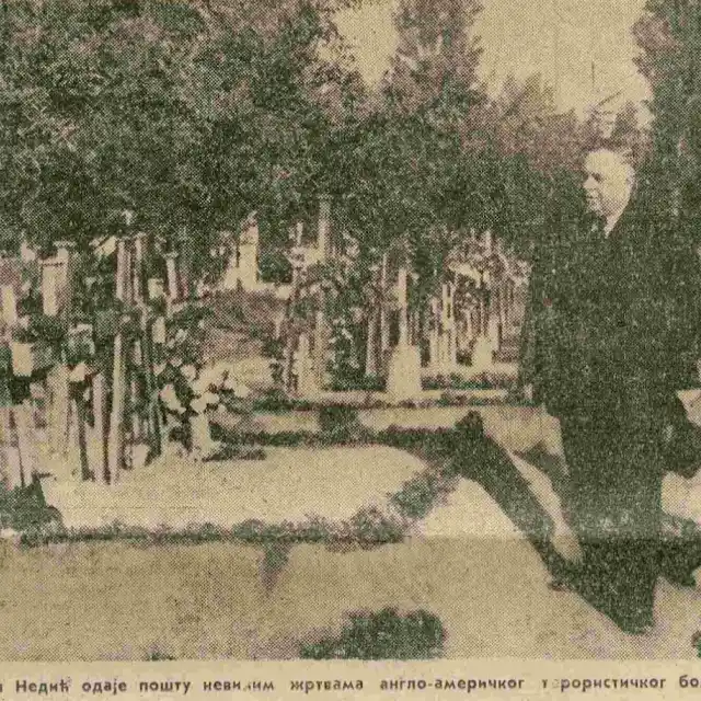 VozdAugustus's tweet photo. General Milan Nedić paying tribute to the innocent victims of the Anglo-American terrorist bombing of 1944 https://t.co/L1znM4sCA7