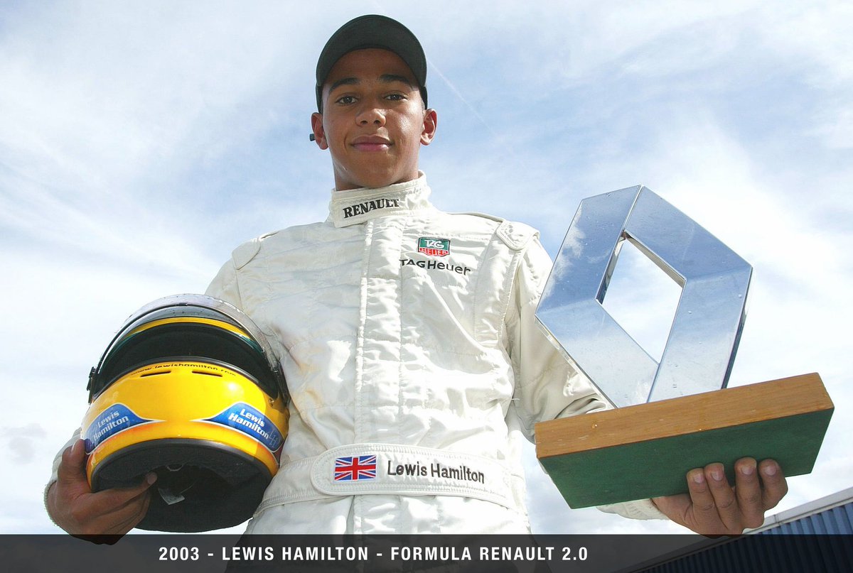 4644s's tweet photo. Lewis Hamilton after winning the Formula Renault Championship in Donington, 2003 https://t.co/jvthOLHPir