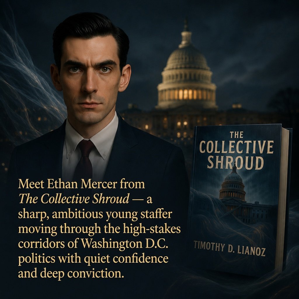 TimothyLianoz's tweet photo. Meet Ethan Mercer — the sharp, ambitious young staffer at the heart of The Collective Shroud by Timothy D. Lianoz.

Have you met him yet? 🔥 Drop a comment and tell us what you think of Ethan so far! https://t.co/PKLjOvu0ot