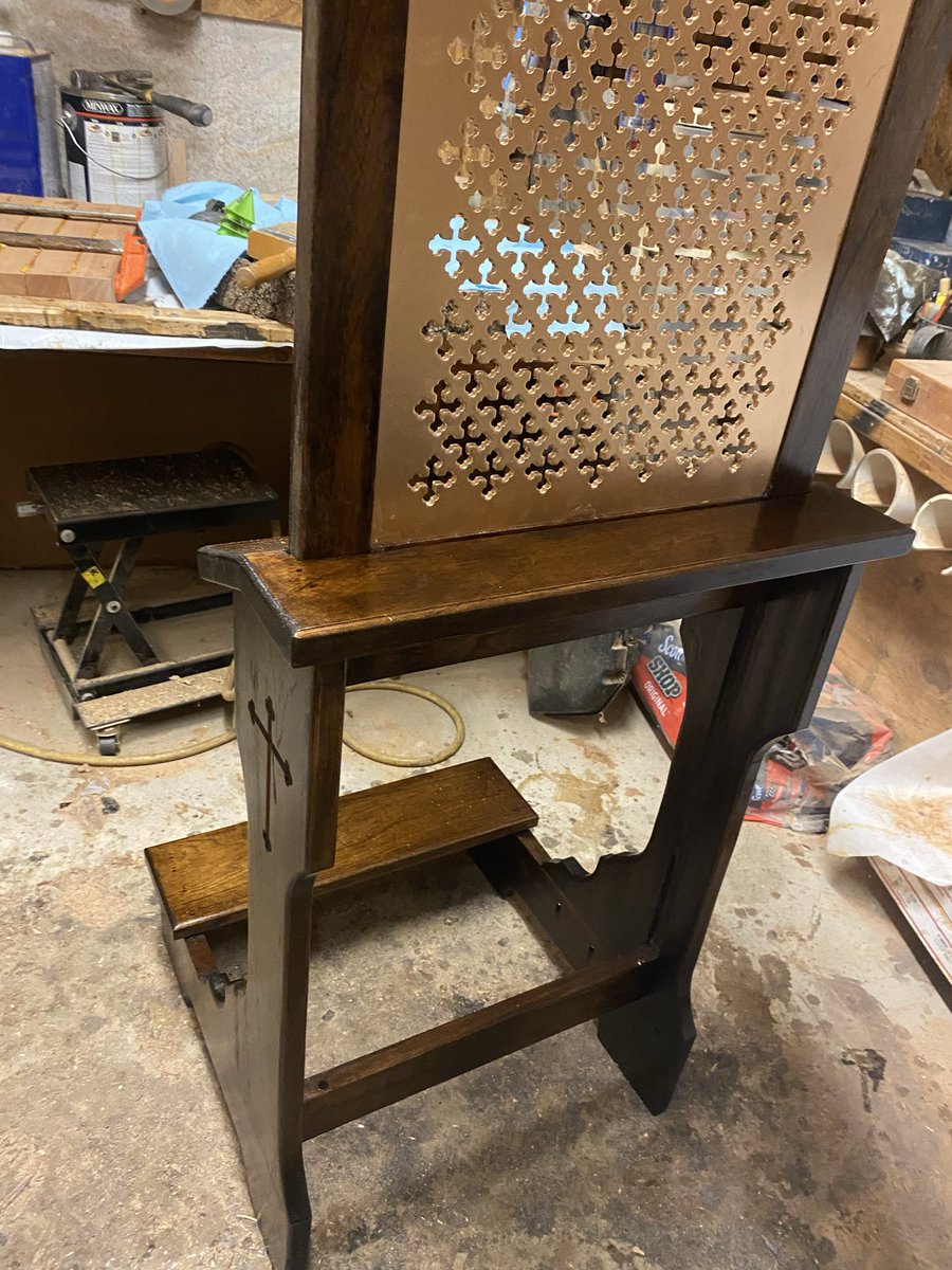 BruceBradldg4t's tweet photo. I made this mobile confessional for a local Priest. Spanish cedar so it would be lightweight. 
I know my shop is a mess😬
https://t.co/Z5i6cxZ6Cl
#Rosary   #Catholic   #TLM https://t.co/Z7mlKyHydE