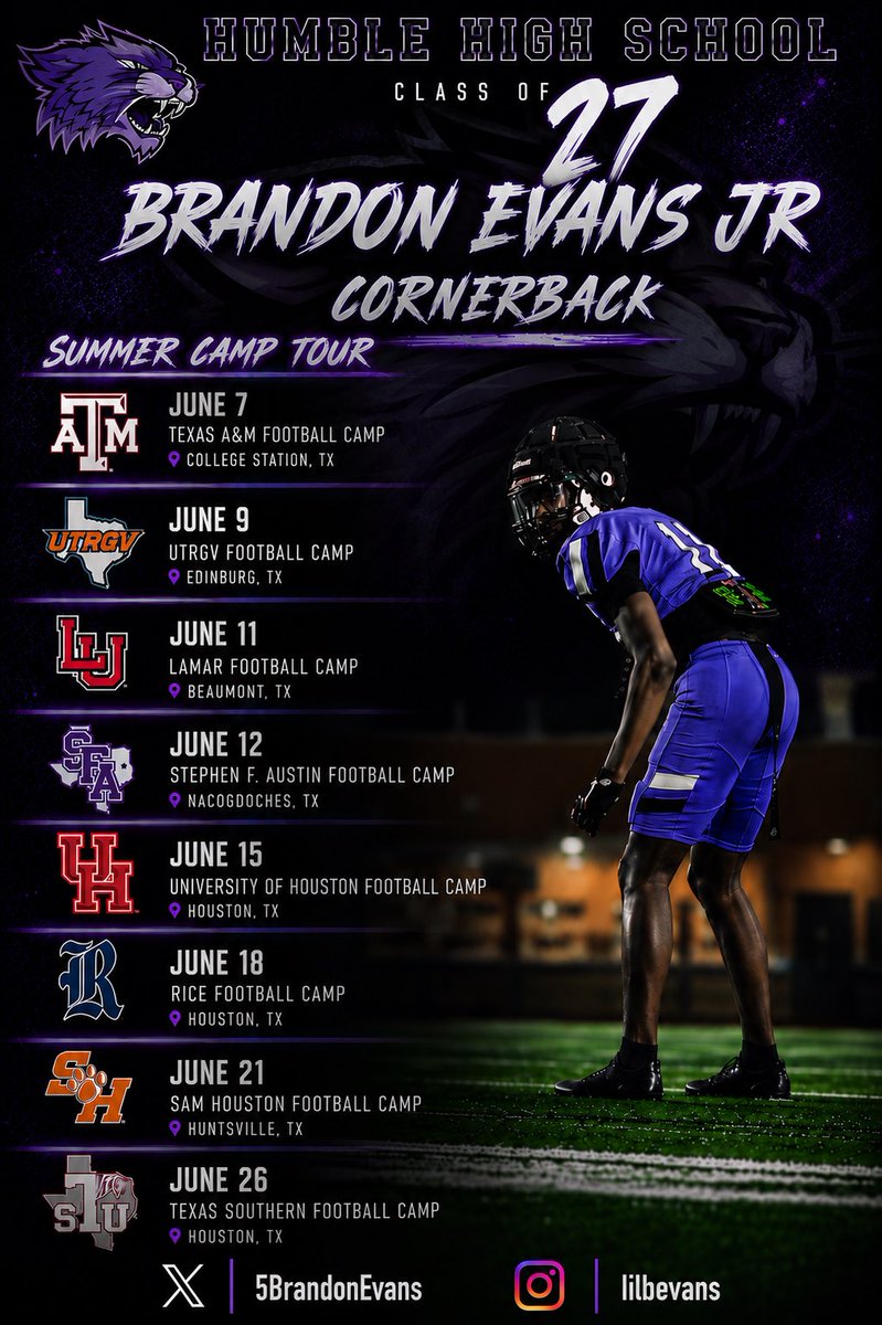 5BrandonEvans's tweet photo. I just want to say Iam grateful and blessed for every opportunity this summer. Iam locked in and ready to complete and showcase my talent at these camps🚀🙏🏿 #AGTG #ProtectTheH @Coach_RobMurphy @CoachWWheeler @g1ennwhite @TheHoneylion7 @FootballHumble https://t.co/uKhM83KwXU