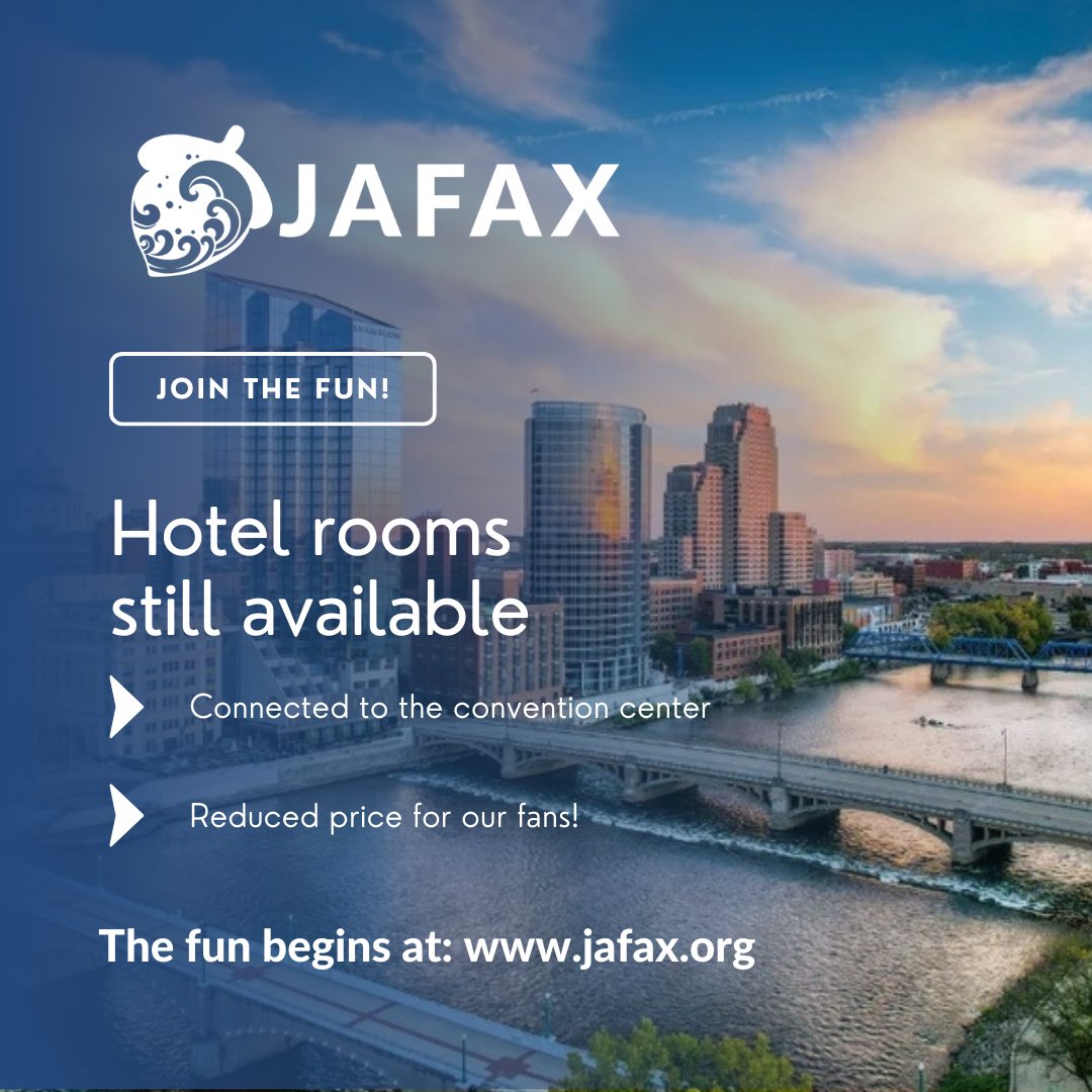 jafax's tweet photo. 🥂WE'VE STILL GOT ROOM! The hotel block is almost filled up, but we've still got room for you this coming weekend at JAFAX! Grab a discounted room that's just a 5-minute walk from the convention center <3

Go to our website or use this link to book one before they're gone!
https://t.co/AQX5HzloUb

And don't forget to grab a badge for a friend :)
>> https://t.co/x80tm04ElR
#jafax #anime #japan #Michigan