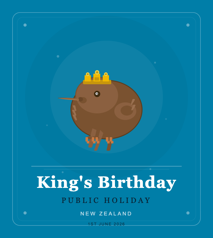 NZShores's tweet photo. 👑  The New Zealand Shores office is closed for Monday 1st June 2026 as we celebrate the Kings Birthday. 

👑  King Charles III was actually born on November 14 but the official holiday is always observed on the first Monday in June https://t.co/bHL6jQCHGB