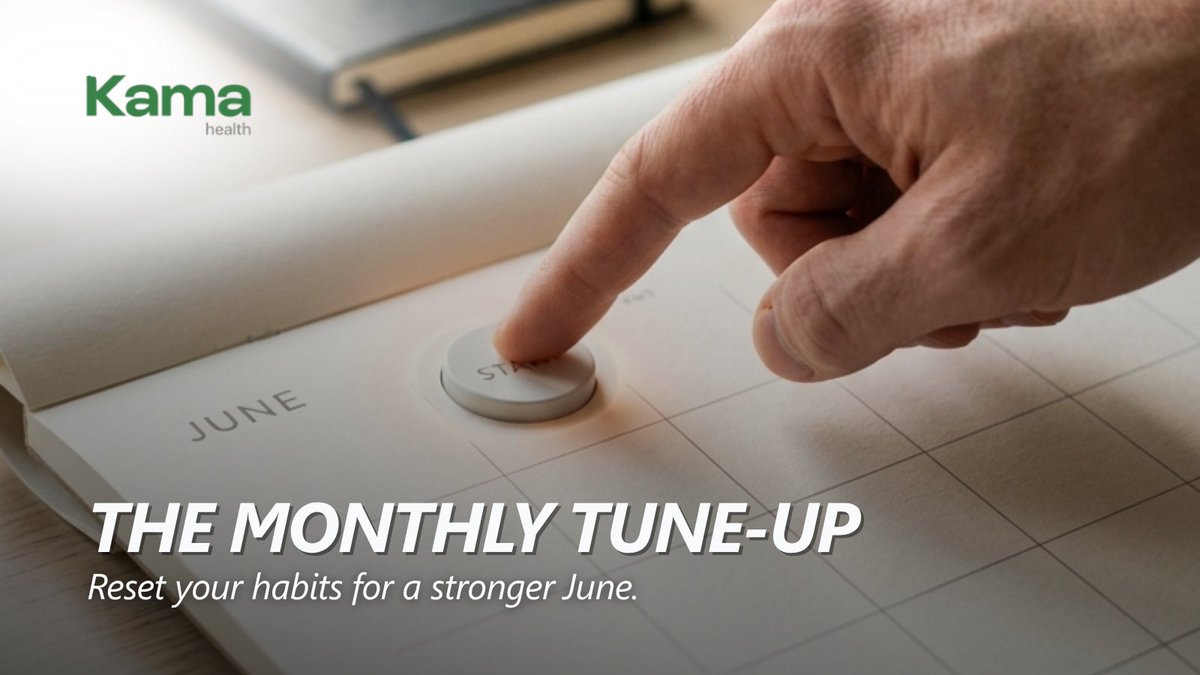 HealthKama's tweet photo. Before we flip the calendar to June, it’s time for a quick tune-up. Take a second to audit your month: How was your sleep? How did you handle the stress? Did you keep moving?

#MonthlyAudit #PeakPerformance #KamaHealth #HealthGoals #NewMonthNewGoals https://t.co/4hyaRm3RrS