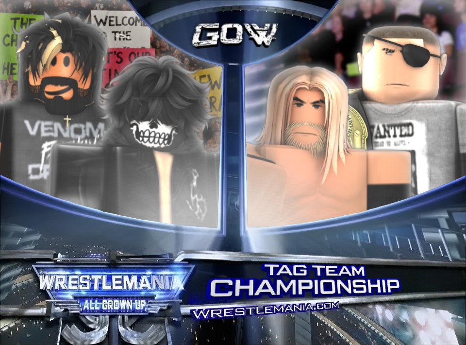 GOWRBLX's tweet photo. @Gilbertobeast11 and @vennyshirako Aim to become the New Tag Team Champions in GOW, In Their Way Stands #RatedRKO (@willsobased & @buggwashere)! https://t.co/ETKHA4Ot2v