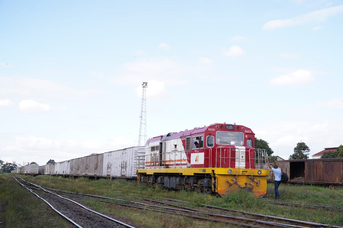 HonMoses_Kuria's tweet photo. Kenya Railways transported 396 tonnes of Government-subsidized fertilizer from Athi River Railway Station to the National Cereals and Produce Board (NCPB) depots in Ol Kalou and Nyahururu, marking the revival of freight services on the Gilgil-Nyahururu branch line after 46 years. The movement, undertaken using 11 Metre Gauge Railway (MGR) wagons, is the first cargo train to operate on the corridor since its closure and underscores the railway’s role in supporting economic growth, regional development, and enhanced connectivity.

The Rail Mavuno fertilizer will support farmers across Nyandarua and Laikipia counties, regions renowned for agricultural production, including potatoes, carrots, cabbages, peas and other horticultural crops, as well as long-term crops such as wheat.

The revival of the line has already attracted interest from key players across various sectors. Potential and existing customers include OCP Kenya for fertilizer transportation, Bamburi Cement PLC for cement products, New Kenya Cooperative Creameries (New KCC) for dairy logistics, and Autoports Freight Terminals Ltd. for freight and logistics services. Additional opportunities exist in the transportation of construction materials, including sand and building stones, as well as livestock and related agricultural products.

Beyond freight transportation, the restored railway line will also support passenger services, providing communities along the corridor with a safe, reliable, affordable and environmentally friendly mode of transport. The return of rail services is expected to improve mobility, enhance access to markets and social services, promote tourism, and strengthen regional integration.

The resumption of freight and passenger services along the corridor is expected to lower transportation costs, stimulate trade and investment, create employment opportunities, and support sustainable economic growth in the region.

This milestone aligns with the Government’s commitment to the realization of Kenya Vision 2030, leveraging railway transport to drive both microeconomic and macroeconomic growth while strengthening connectivity between production centres, markets and communities.