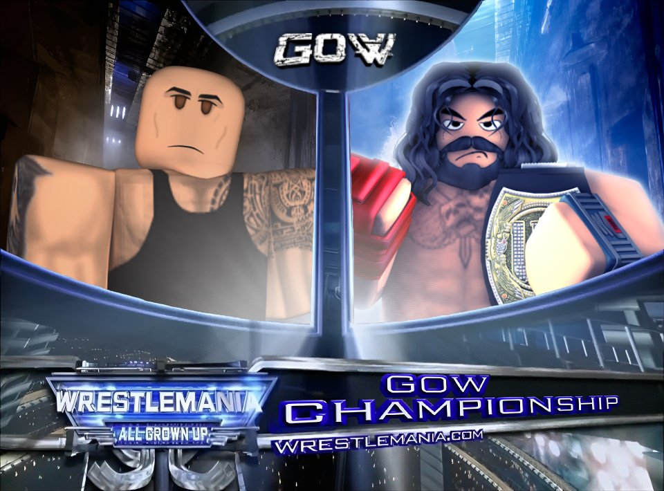 GOWRBLX's tweet photo. For 827 Days @CoreyKasada Has been GOW Champion, and he Looks to Leave With the Title Forever... But First he has to Get through His Cousin #TheBlock in the Main Event of WrestleMania 7! Will The Block be the one to Dethrone Reigns, or Will Corey Reigns leave with the title? https://t.co/0a48ni5IWd