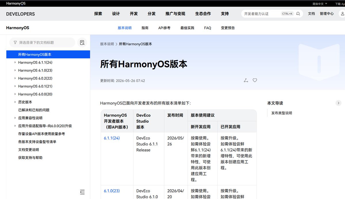 LivingInHarmony's tweet photo. Tuesday, June 9, 2026 - API 24 of HarmonyOS 6.1 Global developer docs update expected (2 weeks apart) - 3 days before HDC 2026 HarmonyOS 7 debut 
#HarmonyOS6 #HarmonyOS #API24 #Global #Developers #Huawei 
https://t.co/YZVLlBRZks https://t.co/HBoOdFcrsq