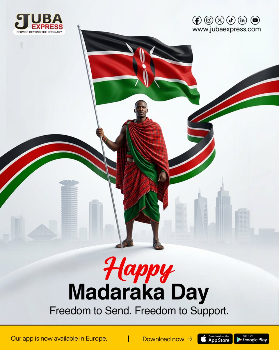 JubaExpress's tweet photo. Freedom to Send. Freedom to Support. Happy Madaraka Day.

#jubaexpress https://t.co/Cdq7XE1VNz