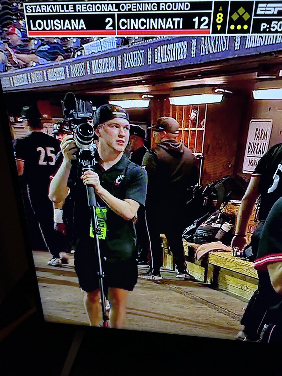 NewsElder's tweet photo. Sam Jones ‘24 has been covering the UC Baseball team at the NCAA Regional Tournament in Starkville, Mississippi! 
📸 MDG_Creative
#Altiora https://t.co/xFGUdiKCmb