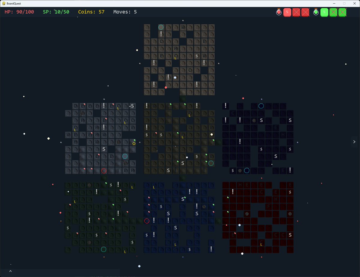 nholdorf's tweet photo. Swapping out some basic shapes for actual art assets. 
#BoardQuest 🎲🎲
#GameDev
#IndieDev
#PyGame https://t.co/h0LuKKpTW7