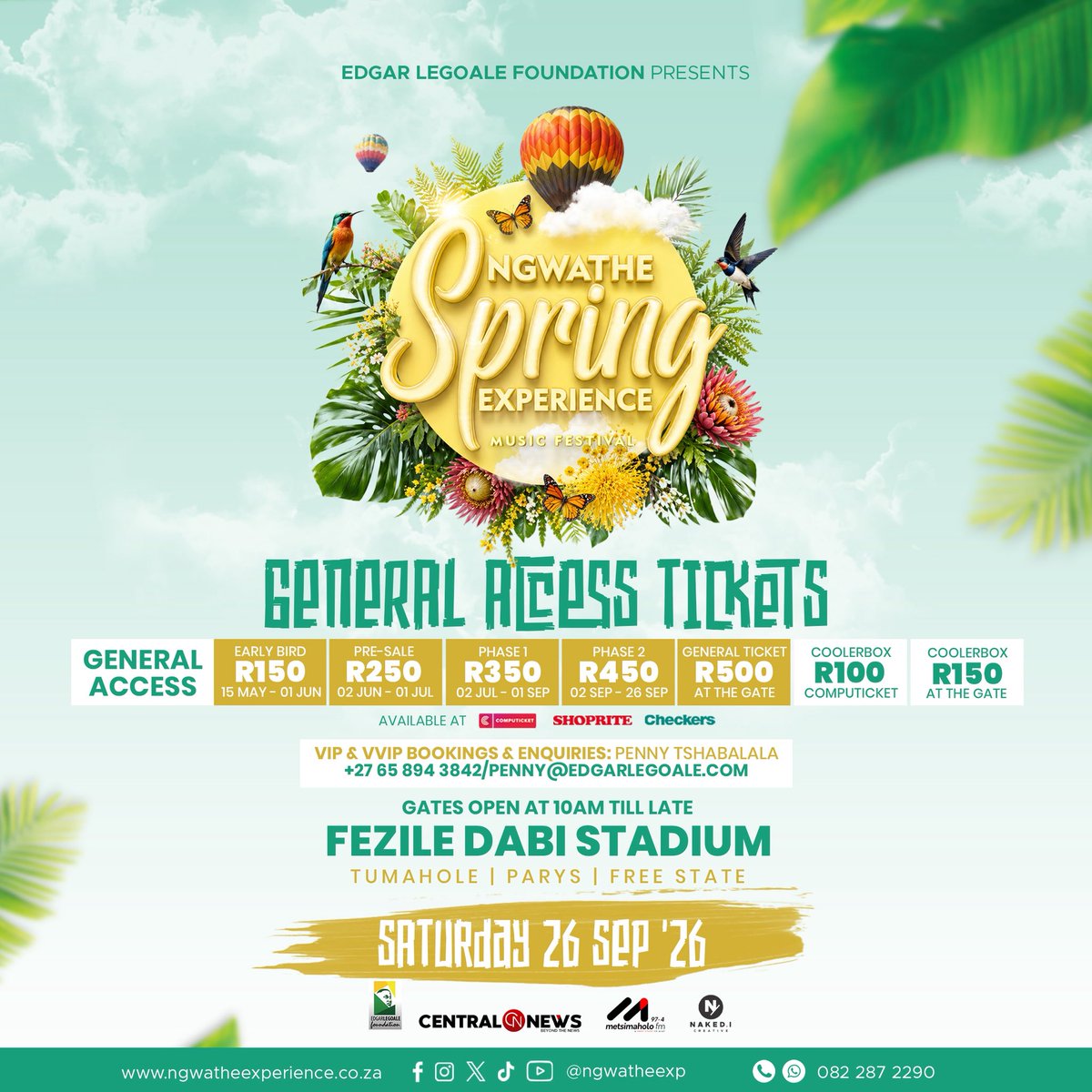 ngwatheexp's tweet photo. ⚠️ EARLY BIRD TICKETS CLOSE THIS MONDAY — 01 JUNE 2026 at 23:59! NGWATHE SPRING EXPERIENCE MUSIC FESTIVAL 2026! 

🎟️ BUY YOUR TICKETS NOW⬇️
https://t.co/WnsnZPZY21

📅 Date:
Saturday, 26 September 2026

📍 Venue:
Fezile Dabi Stadium – Tumahole, Parys

#NgwatheSpringExperience https://t.co/VuKmzaufvq