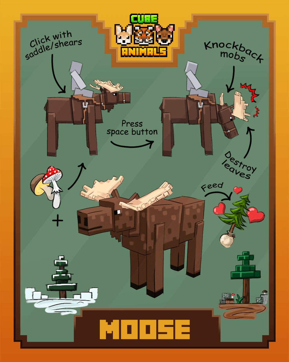 Cube_Direction's tweet photo. 🫎 Enemies and leaves are no longer a problem when you ride a moose!

#Minecraft #MinecraftMod #CubeAnimals https://t.co/KJuioKcjqX