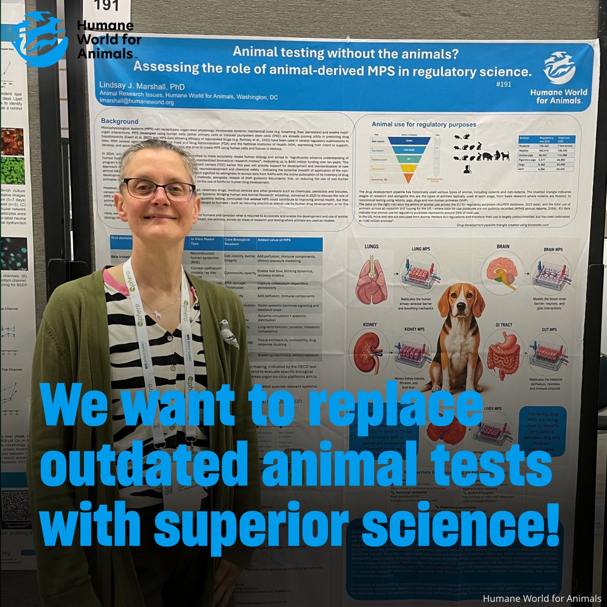 humaneworldeat's tweet photo. Last week, Lindsay Marshall, PhD, one of our scientists, presented her work—"Animal testing without the animals? Assessing the role of animal-derived MPS in regulatory science”—at the MPS World Summit in Washington, DC! 🐶 https://t.co/DGeU3kVWBM